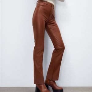 NWT ZARA FAUX LEATHER PANTS WITH ANKLE ZIP SLIT